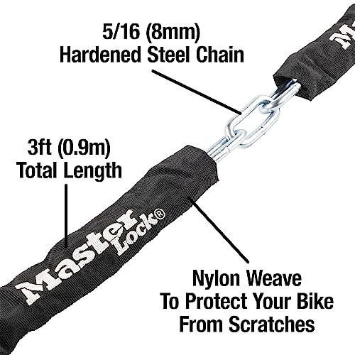 3Ft Long X 5/16In (8Mm) Diameter Hardened Steel Chain With Integrated Resettable Combination Lock #TOP2