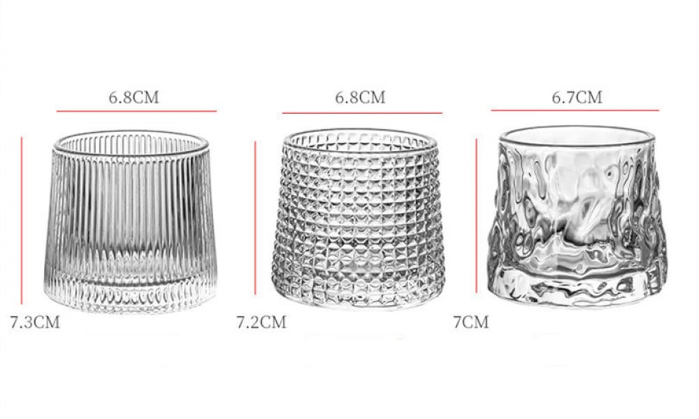 Verres à whisky en cristal 5 OZ lot de 3, verres à l'ancienne rotatifs, verre de bar Tumbler Rocks pour boire du bourbon, du scotch, des cocktails, du cognac
