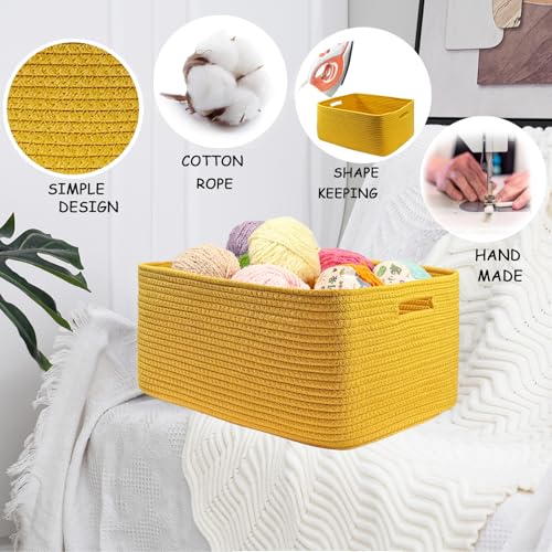 Image of COMFY-HOMI 3 pcs Large Storage Baskets for Shelves, Laundry Basket, Woven Rope Basket, Closet Organizer Bins for Clothes Blanket Towels, Baby Nursery, Gift Toy Baskets, 17 inch x 13 inch x 7.5 inch-