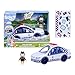Bluey Police Car, Vehicle from The Special Episode The Sign. Includes Police Car with Flashing Lights & Sounds, Policeman Figure, and Themed Sticker Set. Batteries Included.