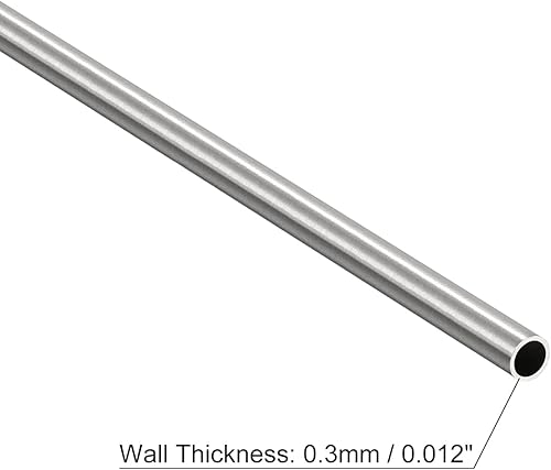 Miniatura 3 de uxcell Tubo capilar de acero inoxidable 304, OD 0.118 in x 0.012 in pared gruesa 9.843 in longitud tubo de metal para maquinaria industrial, 3 unids