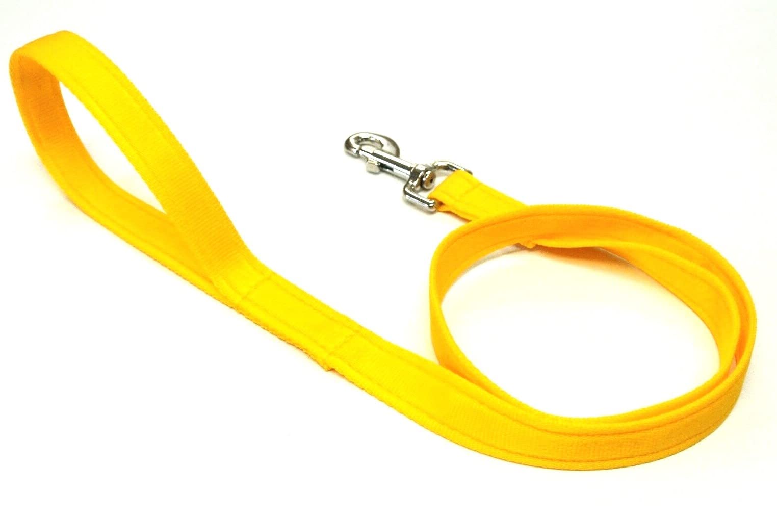 45" Short Dog Lead Close Control Walking Leash Training Handle In Strong And Durable Cushion Webbing (Yellow, 20mm)