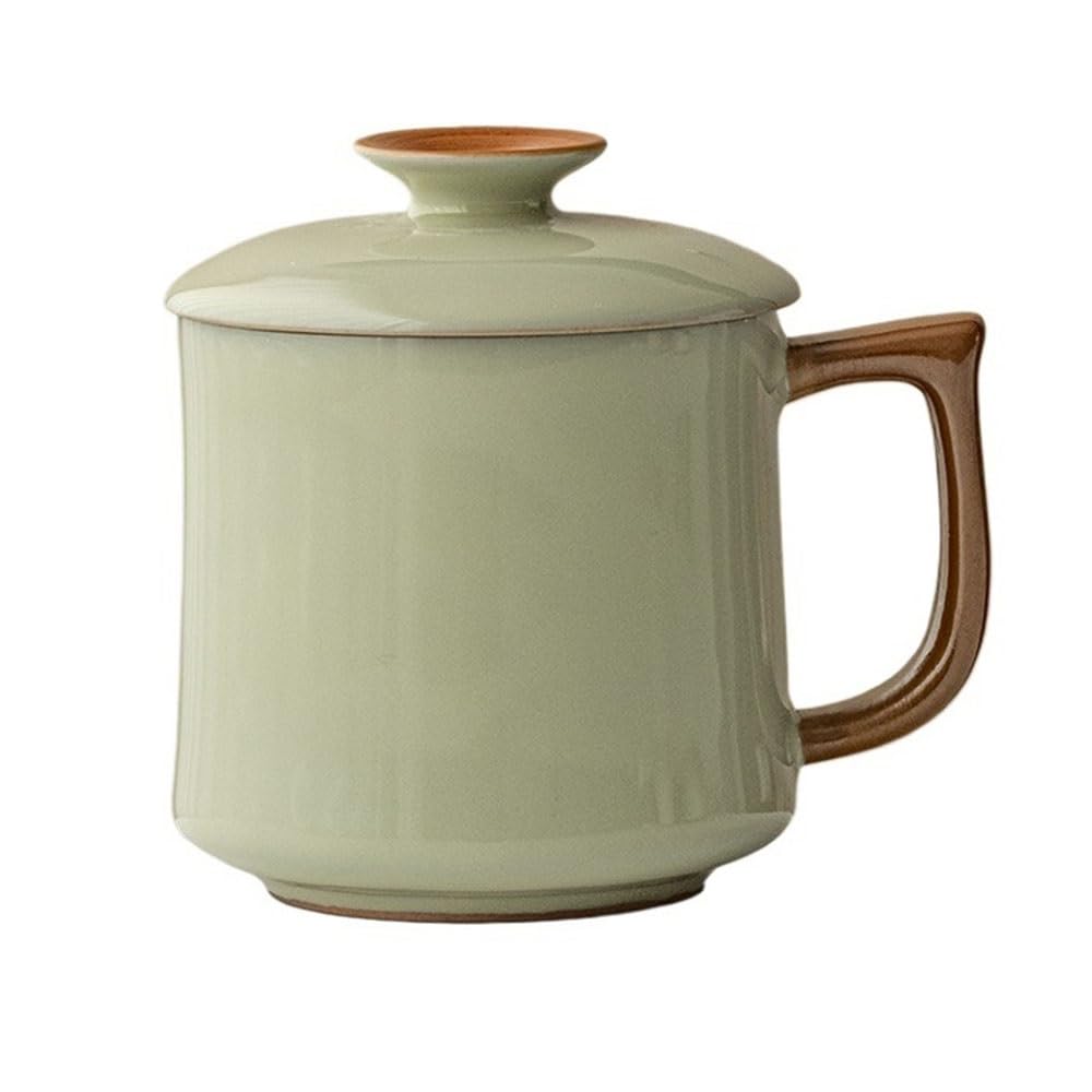 LIBANGRONG-888 Mugs Ceramic Mug with Lid & Handle Coffee Cup Home Office Use Tea Latte Cappuccino Cocoa Milk Milk Tea Cup(Green)