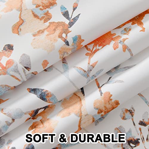 Kotile Orange White Curtains For Living Room, Classic Vintage Branch Floral Patterned Room Darkening Curtains 84 Inch Length 2 Panels Set, Light Block Grommet Privacy Drapes, 52 X 84 Inch, Orange #TOP5