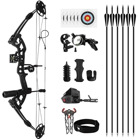 REAWOW Compound Bow 30-60 LB Bow and Arrow Kit for Adults Beginner Hunting Bow Archery Set with 6 Arrows Right Hand Bow IBO 310 fps…, black Cover