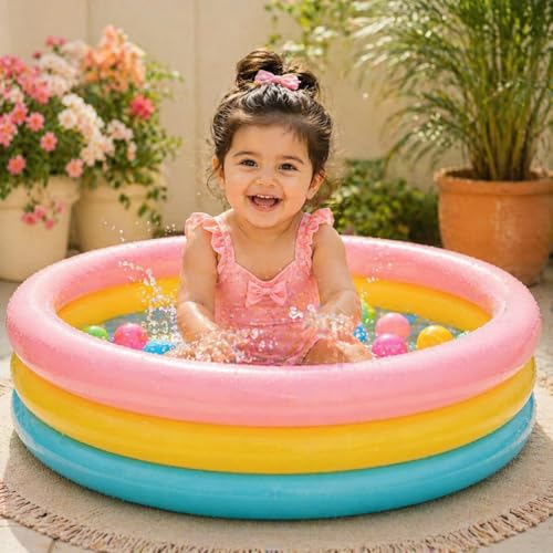 Image of 2 Ft Inflatable Swimming Pool for Adults & Kids with Electric Pump | Large Rectangular Family Pool | Thick PVC Leak-Proof Portable Bath Tub for Garden, Terrace, Outdoor Summer (C 2FEET)