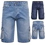 Style Spot Mens Cargo Shorts Casual Denim Jeans Shorts Heavy Duty Half Pants Multi Pockets Workwear Regular Fit Knee Length Combat Summer Pants|Light Blue 40