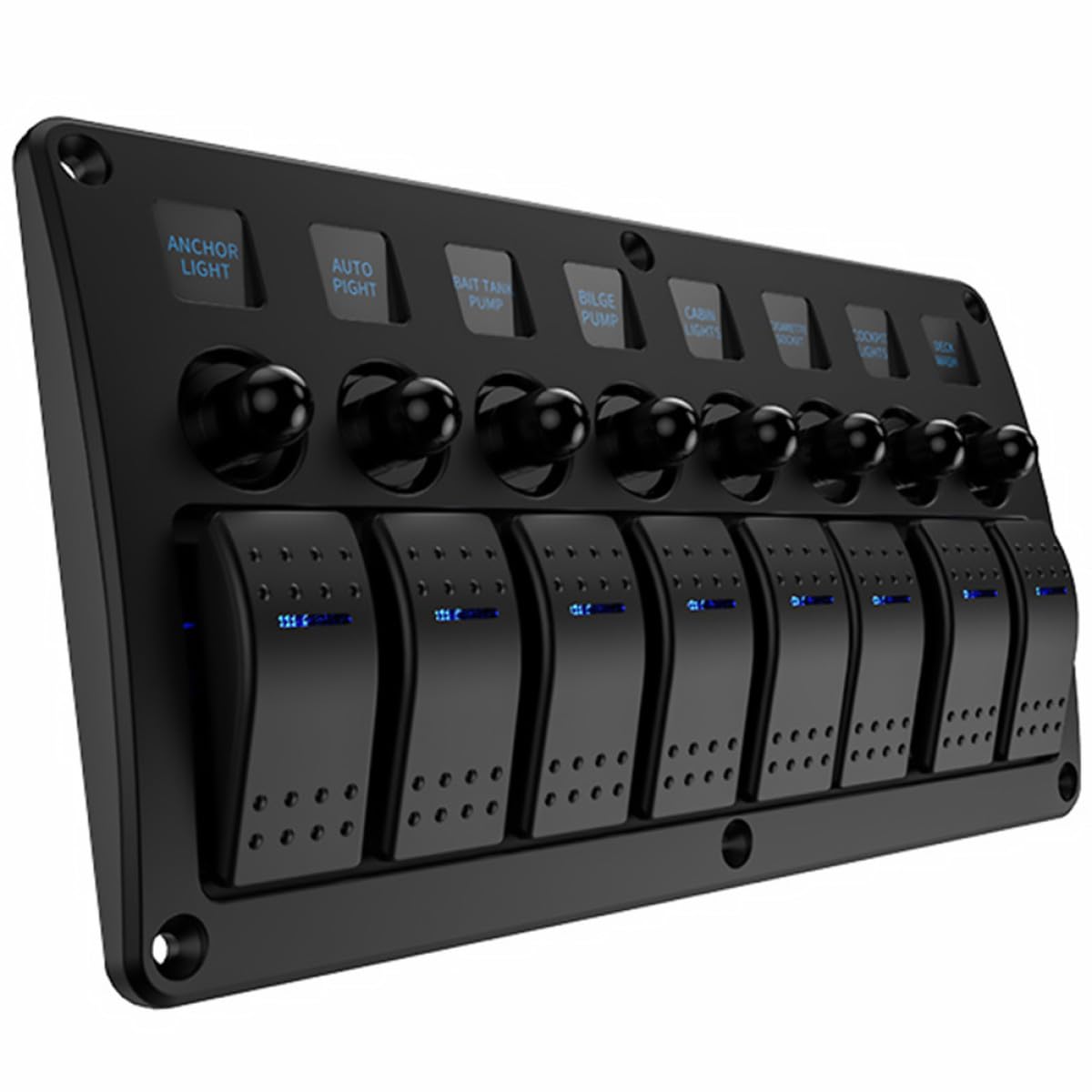 VALICLUD 8 fach Bootsschalter Panel aus Abs mit 8 Kippschaltern zur Steuerung von Geräten 12 24v Eingangsspannung Geeignet für Yachten und Boote