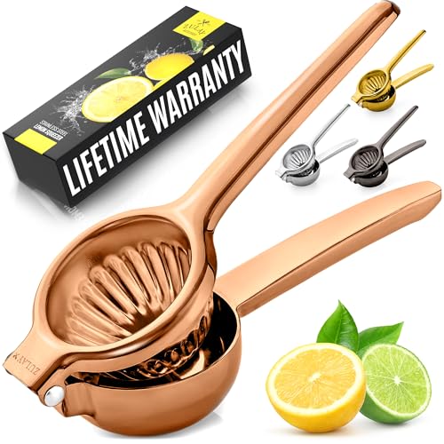 Image of Zulay Kitchen Lemon Squeezer Stainless Steel - Premium Quality, Heavy Duty Solid Metal Squeezer Bowl - Large Manual Citrus Press Juicer and Lime Squeezer Stainless Steel - Rose Gold