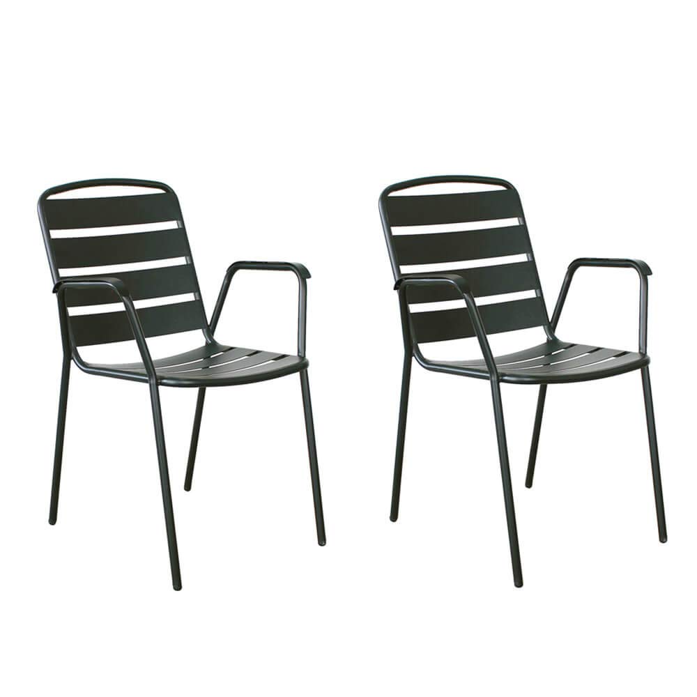 Fauteuils Zelie en métal noir au design minimaliste et structure métallique durable