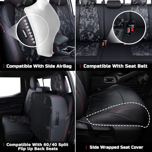 Image of Leather Seat Covers Custom Fit for Tacoma Gen 4th (2024-2026) Double Cab | Custom Fit for SR, SR5, TRD PreRunner, TRD Sport, TRD Off-Road, Limited, Trailhunter - Fully Covered - Fit Like a Glove