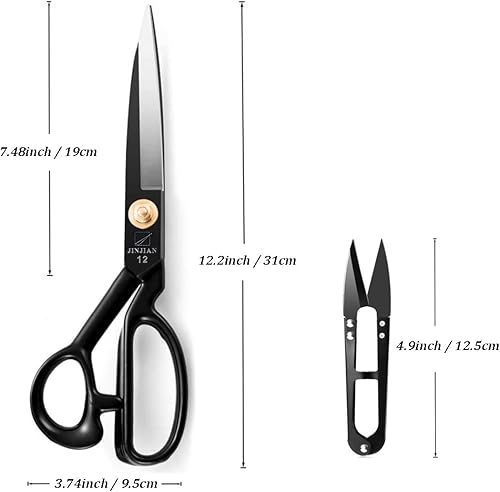 Miniatura 4 de JINJIAN Tijeras de costura, tijeras de costura de tela de 12 pulgadas, tijeras de alta resistencia, corte afilado para manualidades, sastrería,