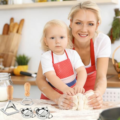 Foto von 8 Stück Ravioli Former Set, Edelstahl Dumpling, Mit Ravioli Maker Ausstecher und Teigrädchen Teigtaschenrad Former für Ravioli Knödel Werkzeug Keks, Kitchen Attachmen