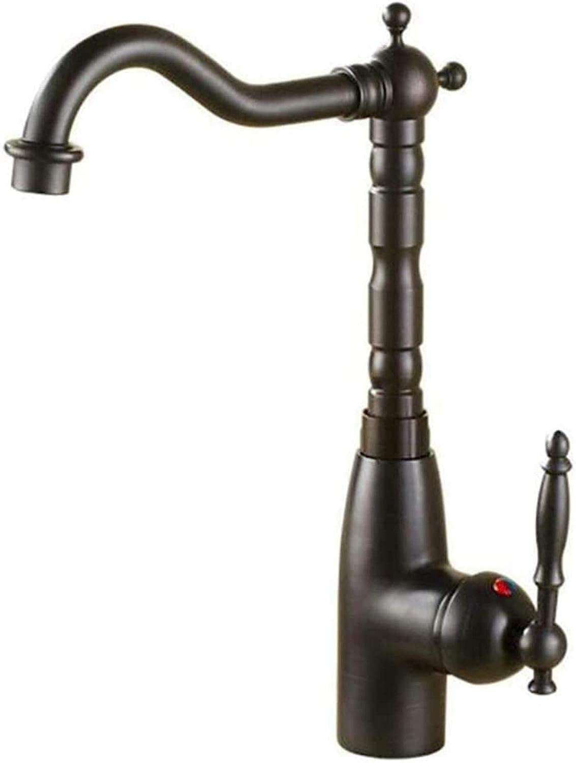 Mitigeur d'évier noir antique en laiton massif au design haut de gamme
