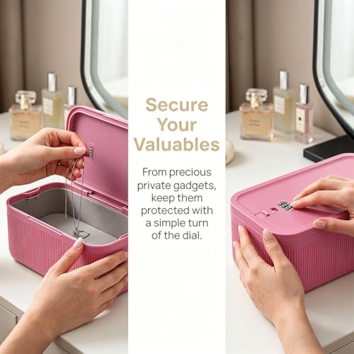 Petite boîte verrouillable rose pour protéger vos médicaments et bijoux à la maison
