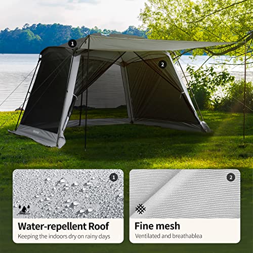 Attoner Screen House Room For Camping 10'X10' Mesh Net Wall Canopy Gazebos 6-8 Person Easy Installation, Upf 50+ Sun Shelter Suitable For Beach Garden Outdoor #TOP2
