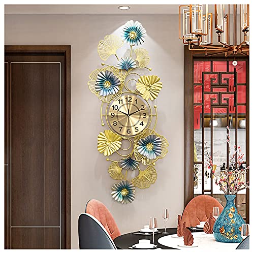Horloge Murale en Métal 3D Ginkgo Chic et Moderne pour Salon