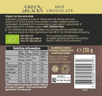 Green & Black's Organic Hot Chocolate Cocoa Powder 230 g (Pack of 1)