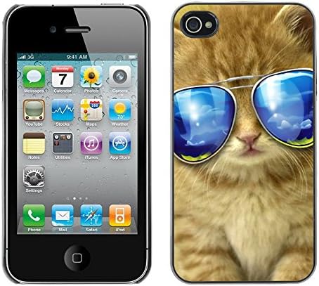 MOVEWAY Smartphone Case Back Lovely Dog Picture Image Black Edge Cover For APPLE IPHONE 4 / 4S - sunglasses american longhair maine cat