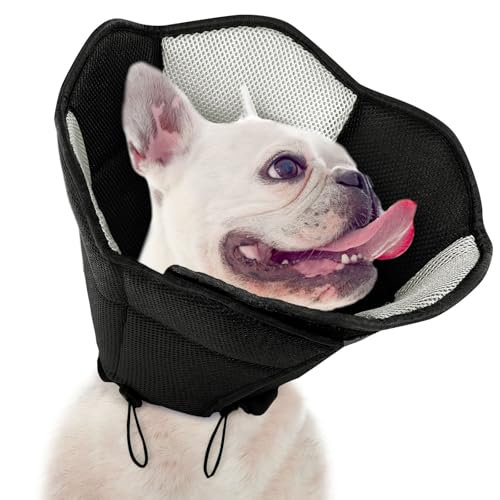 Image of Dog Cone - Soft Cone for Dogs to Stop Licking, Pet E-Collar Alternative After Surgery, Adjustable Pet Recovery Collar for Wound Healing, Black Medium
