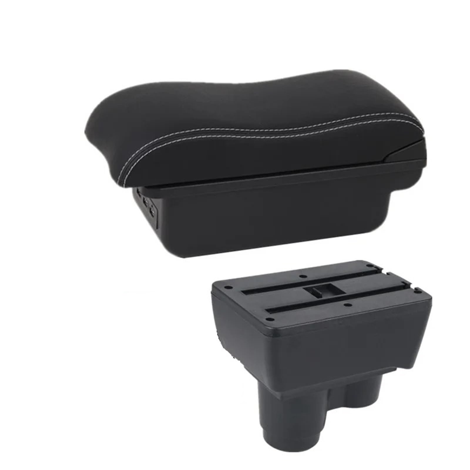 Hguvsjd Armrest Box For Duster 2019 2020 2021 2022 2023 2024 Armrest Center Console Storage Box Decoration Accessories Car Armrests(B Black white 3USB)