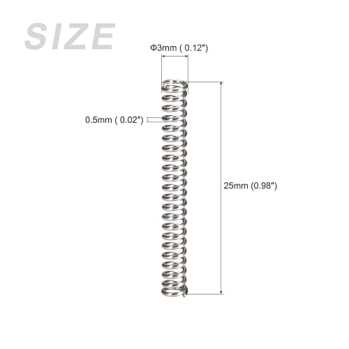 Miniatura 168 de METALLIXITY Resortes de compresión (0.031 x 0.315 in de diámetro exterior, 1.969 in de longitud libre) 20 unidades, resorte de extensión de acero