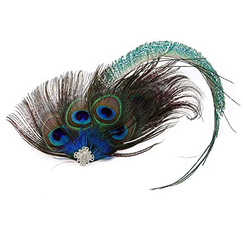 RUNHENG Pince à cheveux en plumes de paon