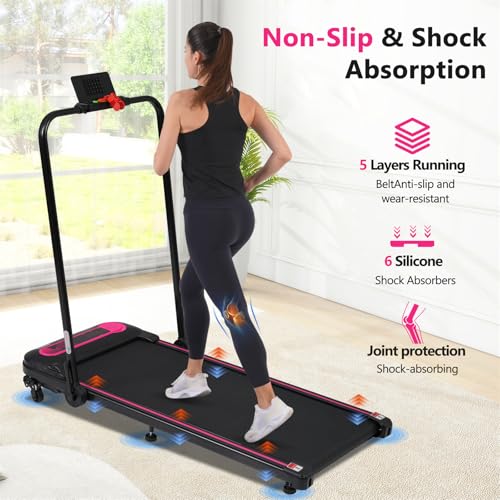 Image of Folding Walking Pad for Small Spaces, Portable Under Desk Treadmills for Home Office, Walking Pad Treadmill, 300LBS Capacity Treadmill for Walking Running - Two Ways to Adjust Speed