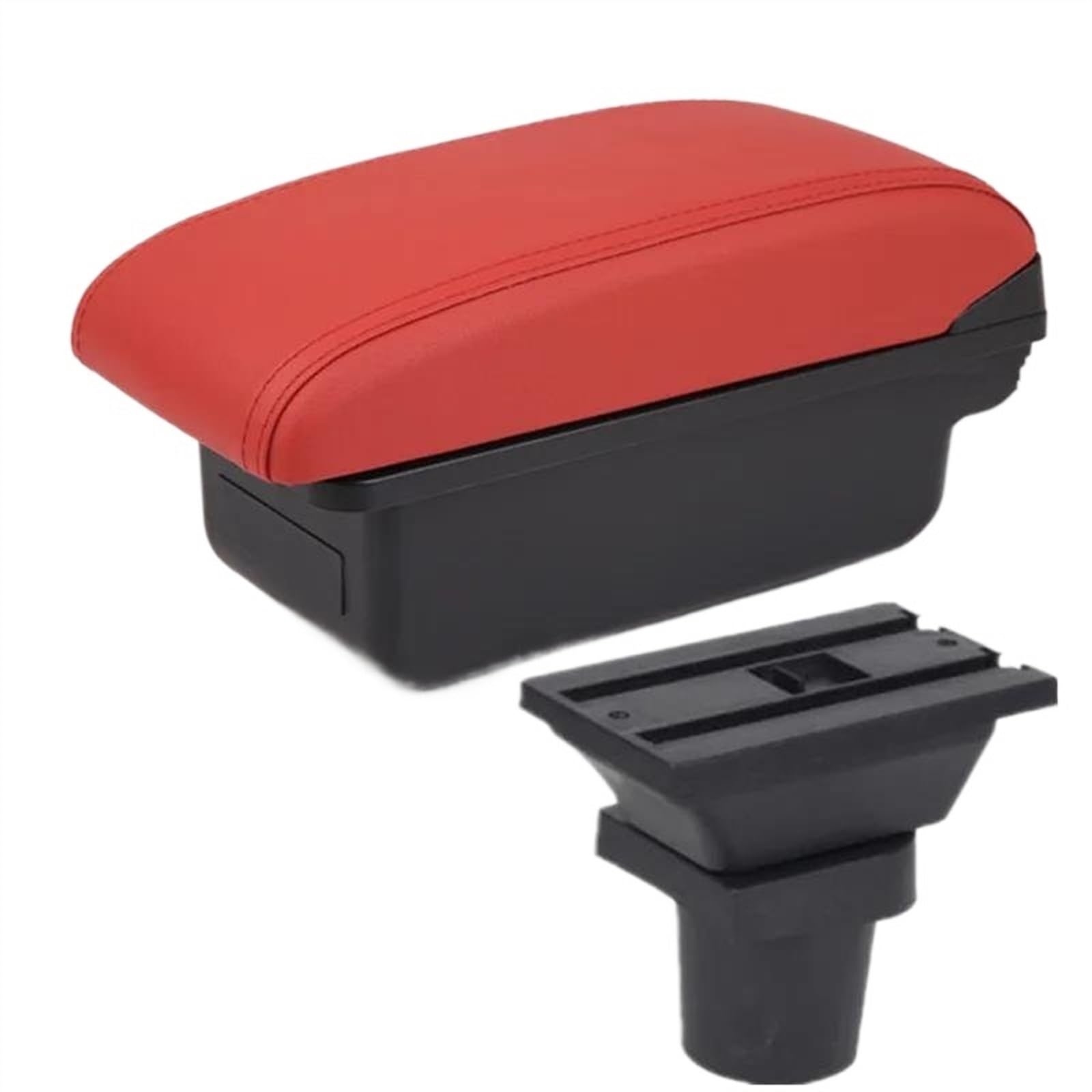 DYDGUTUFB For Toyota For Yaris For Vitz Hatchback 1998-2005 Car Armrest Box Interior Storage Box Accessories (A4 red No USB)