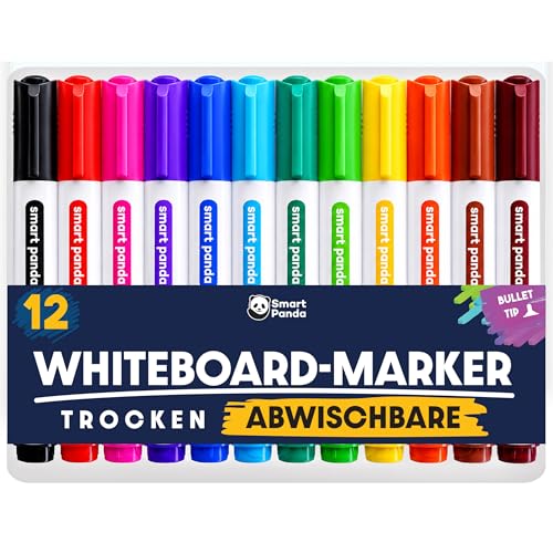 Whiteboard-Marker von SmartPanda – Rundspitze, Trocken abwischbar, für Zuhause, Schule oder Büro – 12er Set