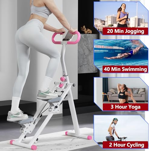 Image of Stair Stepper for Home Gym Exercise, Vertical Climber Exercise Machine for Full Body Workout, Compact Folding Cardio Exercise Climber with Adjustable Handlebar (Blue)