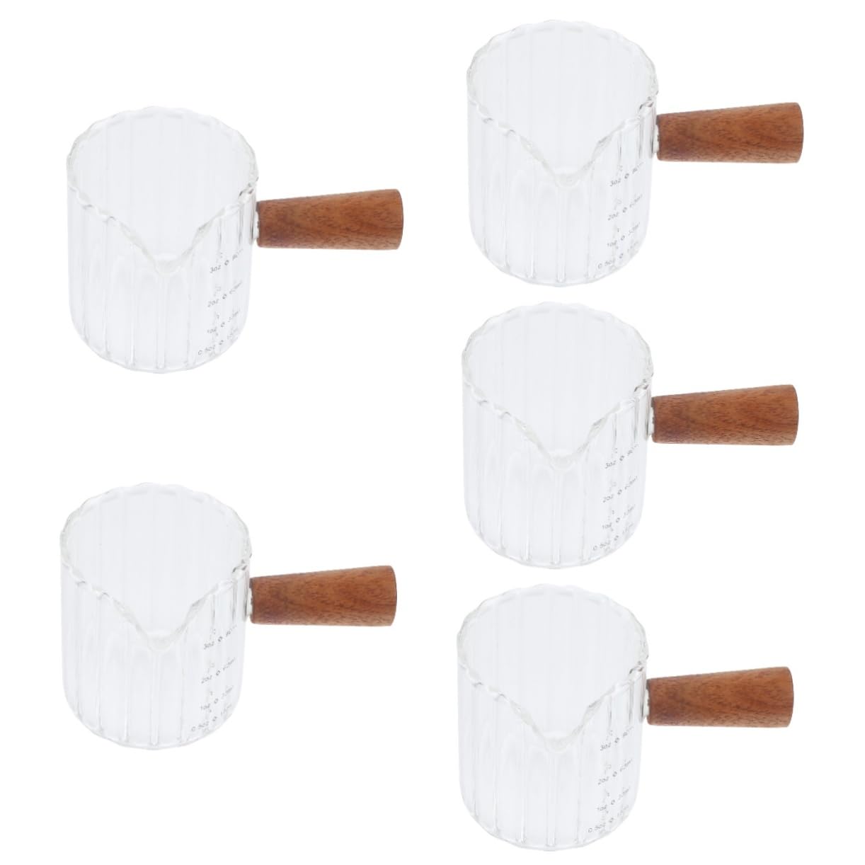 Amosfun 5St kleiner Milchbecher Kaffeetassen Kaffeebecher Glasbecher Milchkännchen Kaffeeglas für den Haushalt Espresso Messbecher konzentrieren Sirup Akazie Holz
