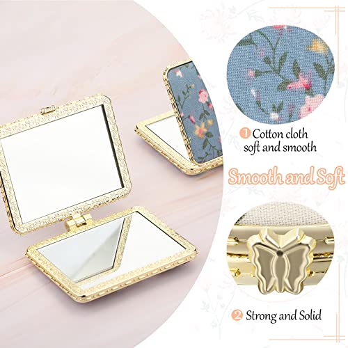 9 Pcs Retro Compact Mirrors Portable Compact Travel Mirror Flowers Folding Mirrors Vintage Purse Mirrors Floral Pocket Mirror For Women Girls Beauty, Round, Square, Heart (Gold Edge,Flower Pattern) #TOP2
