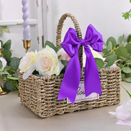 Image of Double Face Purple Satin Ribbon 2 inch X25 Yards Polyester Purple Ribbon for Gift Wrapping Very Suitable for Weddings Party Invitation Decorations and More