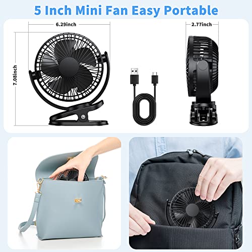 Atengeus Usb Fan, Rechargeable Portable Fan, Clip On Fan, Battery Operated Fan, 3 Speeds, 5000Mah Usb Desk Fan, 720°Rotation, Sturdy Clamp For Home, Camping, Treadmill And Car #TOP5