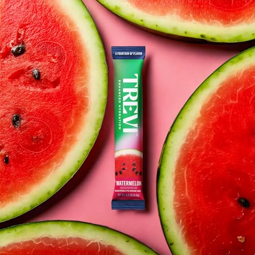 Image of TREVI Electrolytes Powder Packets, Sugar Free Hydration Watermelon 28 Count | Essential Daily Drink Mix, 0 Sugar, Magnesium, Potassium, Vitamin C, Calcium, B6 & B12 Vitamins