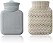 Bolsa de Agua Caliente, con Funda Tejida Acogedora, Apto para Microondas, Mini Calentador de Manos de Silicona, Botella de Agua Caliente para Terapia Fría y Caliente, Apto para Niños y Adultos (Gris)
