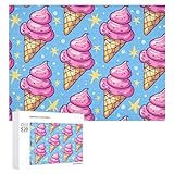 520 Pieces Jigsaw Puzzle for Adults Wooden Challenging Puzzle Ice Cream Cone Pattern Custom Personalized Picture Puzzle for Adults & Kids Family Game Nights Difficult Wooden Puzzle 20.5x15 Inches