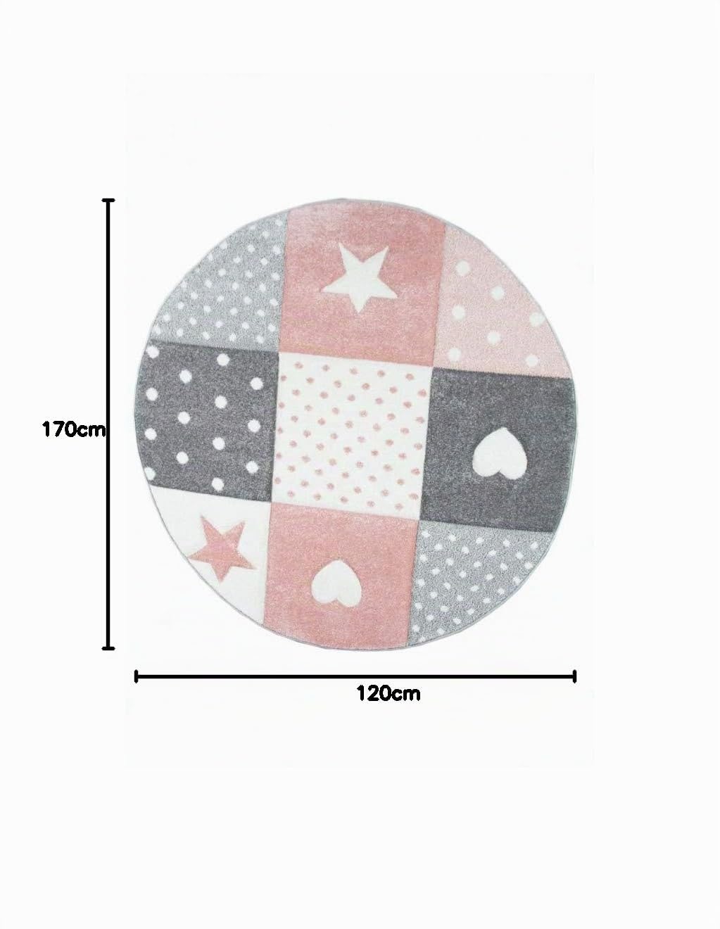 CARPETIA Alfombra de Juego para niños Alfombra bebé Alfombra niña con corazón Estrella Rosa Crema Gris Größe 80x150 cm