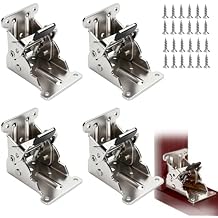 4 Pack Folding Brackets 0-90-180, Heavy-Duty Self-Lock Hinge with Screws for Folding Table Legs, Quick-Install Extension Foldable Self Lock Hinges for Table/Bed/Desk Legs