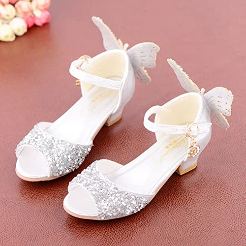 Chyjoey Little Girl Sandals Peep Toe Sequins Glitter Princess Heels Dress Pump Sandals Butterfly Casual Summer Shoes Toddler/Little Kid #TOP1