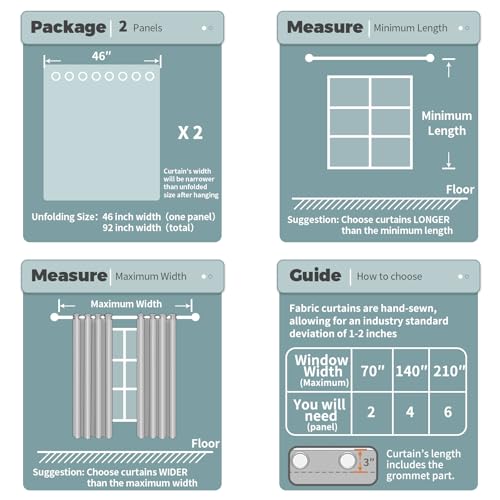 BGment Green Blackout Curtains 54 Inch Length 2 Panels Set, Grommet Thermal Insulated Room Darkening Curtains for Bedroom, Each 46 x 54 Inch by BGment - Image 6