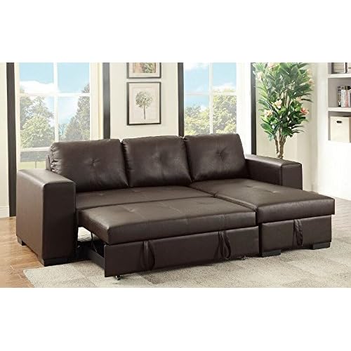 Amazon Com Poundex Bobkona Nathan Faux Leather Sectional With