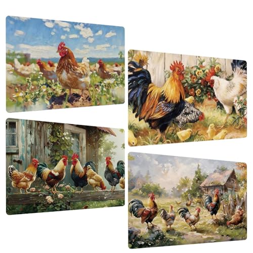 Lot de 4 - Set de Table Poule 30x42cm - I Love My Ladies - Coqs Poulets Chicken Sets de Table...