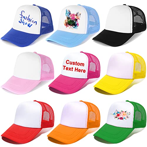 Echolife 9 Pack Trucker Hats Summer Mesh Cap Sublimation Blank Hat Baseball Caps for Adults Kids Youth (9pcs-Multi Adults)