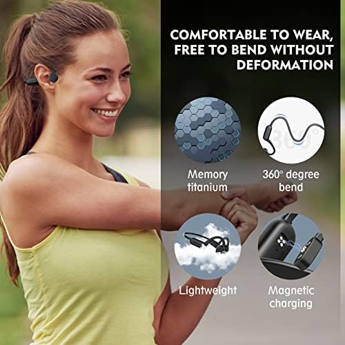 Bone Conduction headphones Swimming IPX8 Waterproof Wireless Bluetooth Earphones, open ear Swimming Sport Running Diving Headphones, Underwater 3 Metres Waterproof with Mic, store 3000 music(Black)