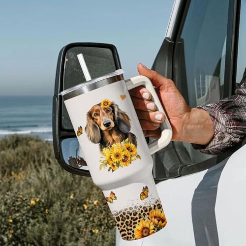 Image of Dachshund Tumbler for Womens,Vacuum Insulated Travel Cup 40oz