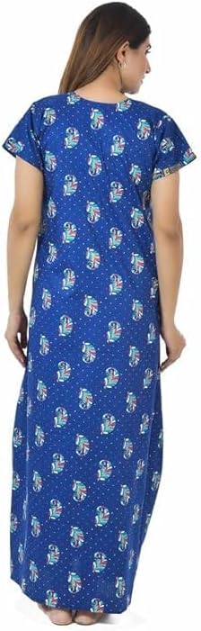 Generic Cotton Maternity Gown for Women Pregnancy - Floral Feeding Maxi & Night Dress for Pregnant Women - Nursing Pre and Post Pregnancy WearCare Instructions: Hand Wash Only Fit Type: Relaxed Blue