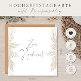 Kartka weselna w stylu boho – na wesele – kartka z życzeniami, prezent ślubny dla pary młodej i prezent pieniężny na ślub, kwadratowa składana kartka 15 x 15 cm z kopertą, dla mężczyzn, kobiet i par