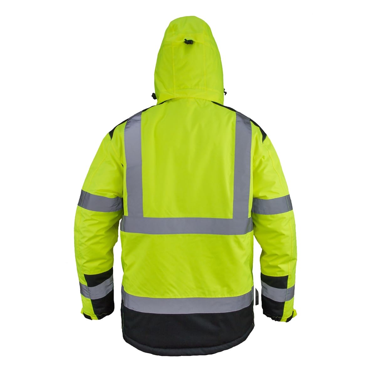 urgent Gefütterte Warnschutz Arbeitsjacke Herren – Winterjacke mit Kapuze URG-HV-LX491 reflektierend, gelb, wasserdicht, Sicherheitsjacke
